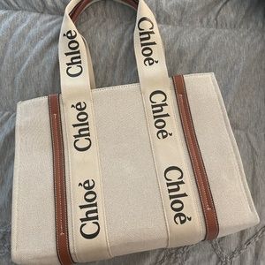 Chloe Cream and Brown Tote Bag